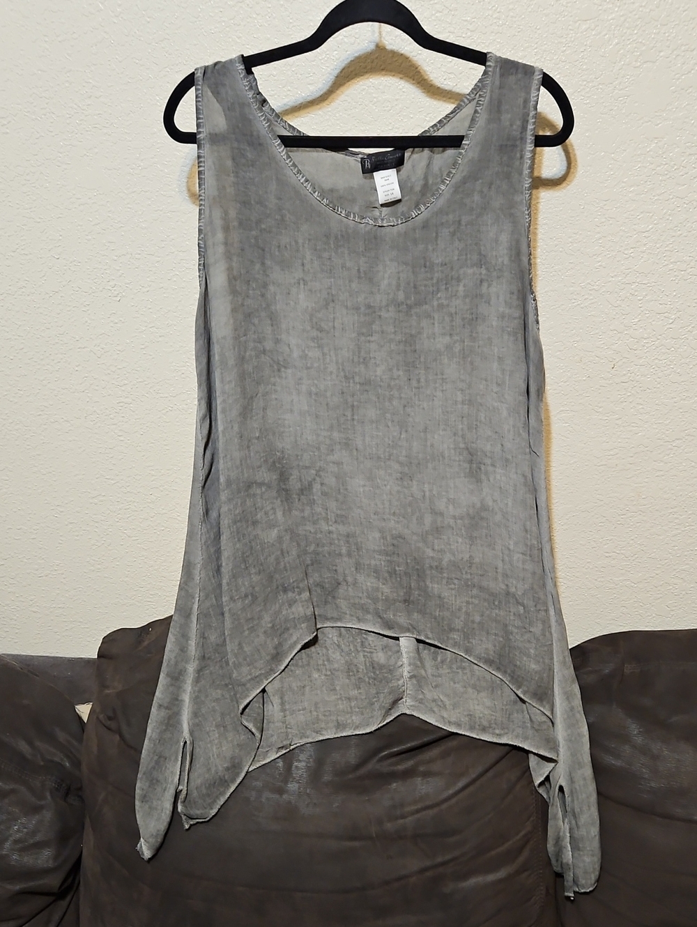 Bella Amore Grey Washed Layered Handkerchief Tank